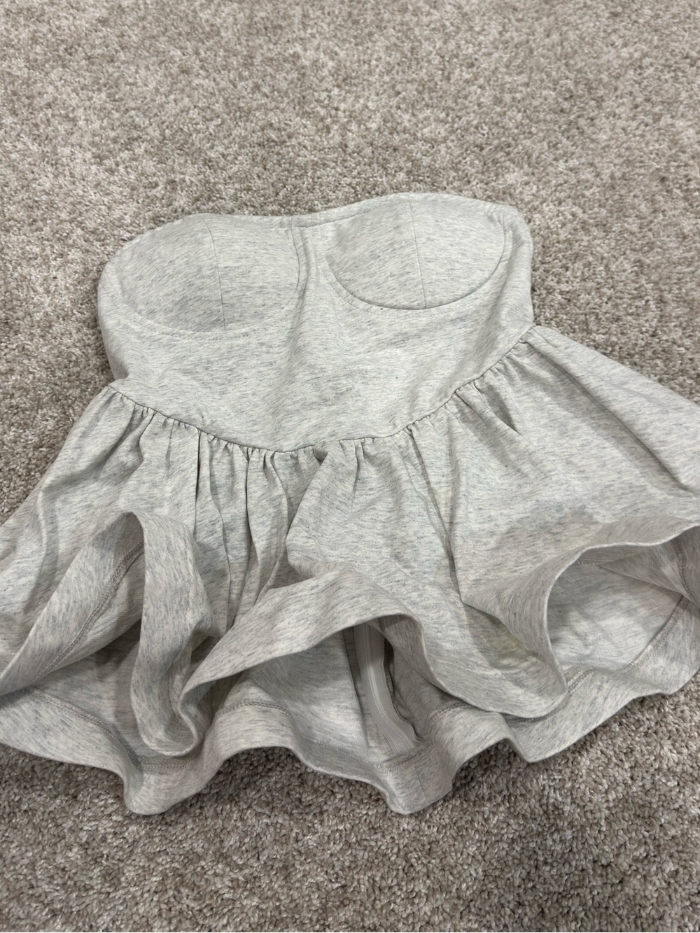 AKIRA Light Gray Strapless Peplum Bustier Top